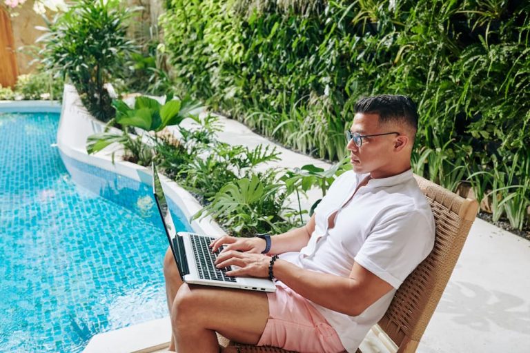 Freelancing by pool