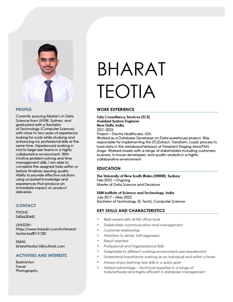 BHARAT TEOTIA Resume 768x994