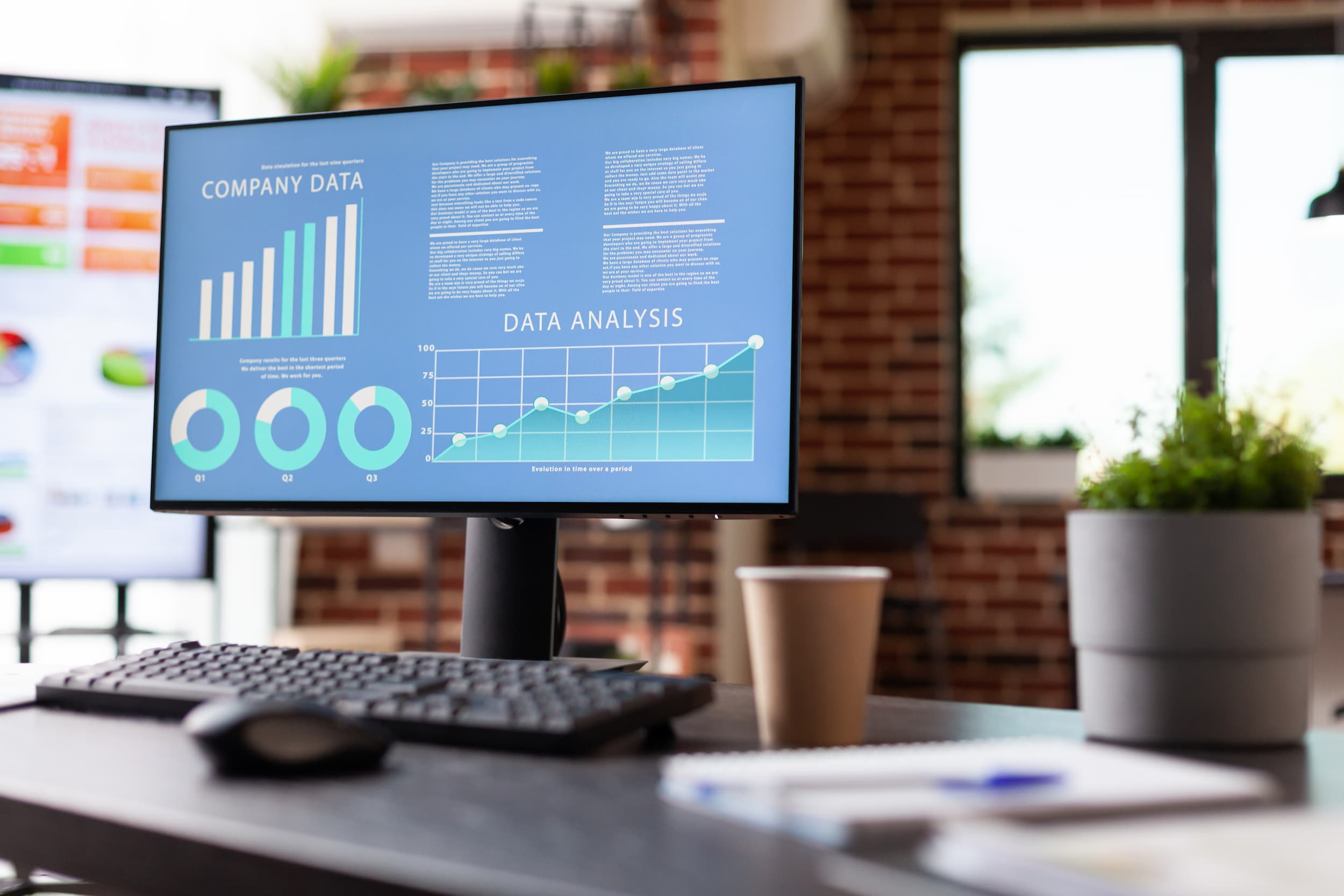Desktop Computer Showing Data Analysis