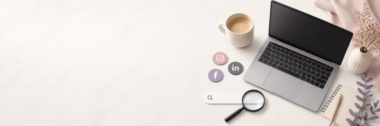 LY Laura Young digital marketing services masthead laptop social media icons and search 768x256